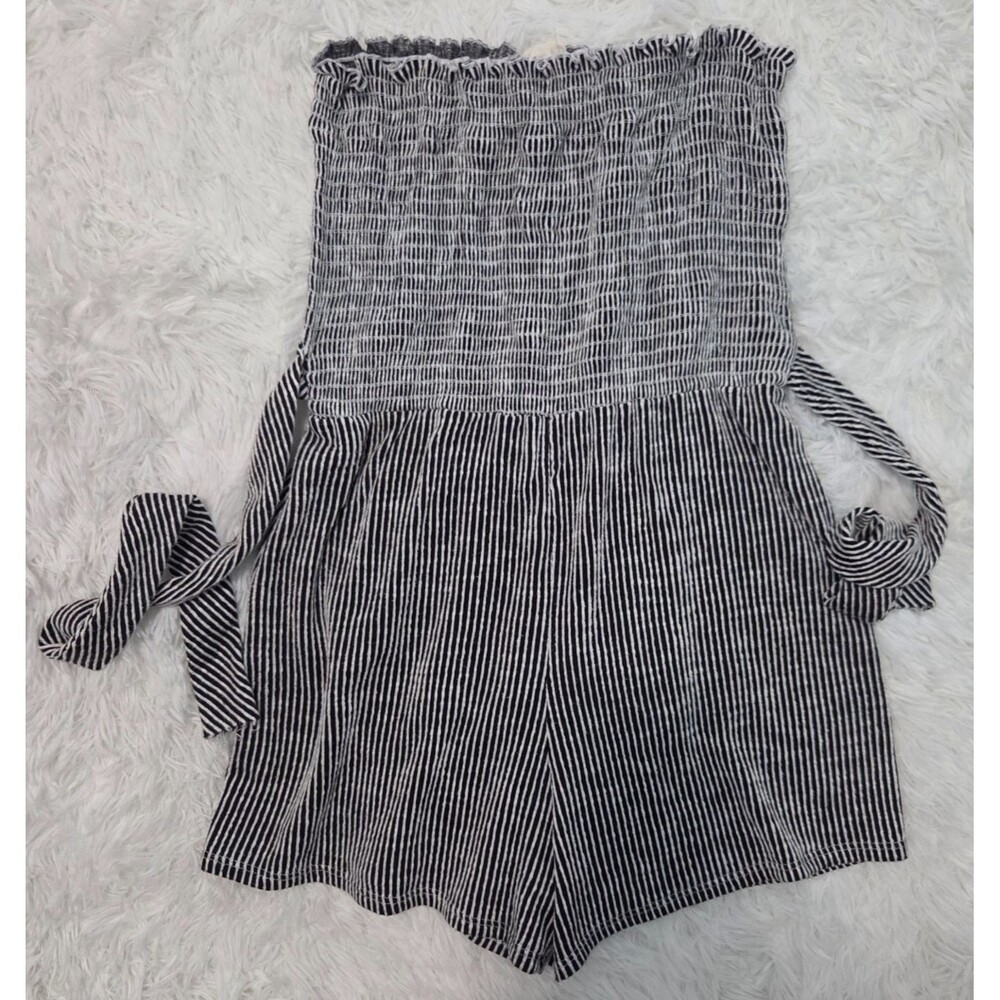 Caution To The Wind Black White Striped Strapless Romper Womens Size S/M Boho